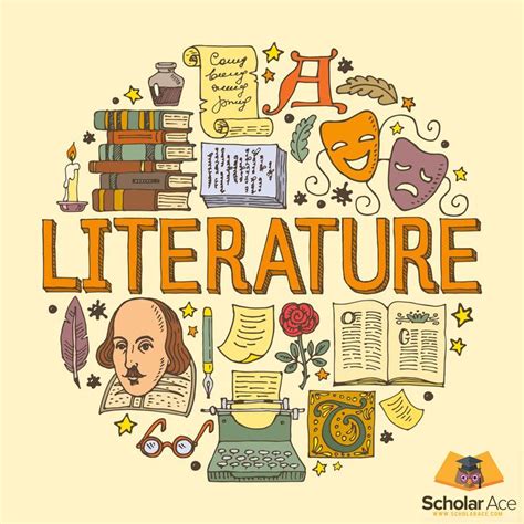 The Word Literature Surrounded By Books And Other Items In A Circle On