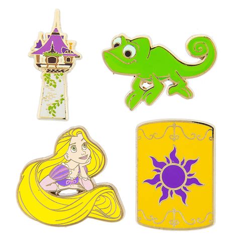 Disney 4 Pin Set Tangled Icons Rapunzel Pascal Lantern