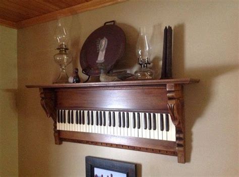 Old Piano Keyboard Repurposed Into Wall Decor Hanging Shelf Shelves By