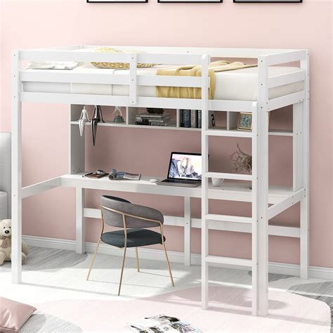 Buy Twin Loft Bed With Deskvirabit White Loft Bed With Stairs And