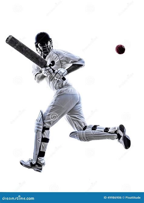 Silhouette De Batteur De Joueur De Cricket Photo Stock Image Du Fond