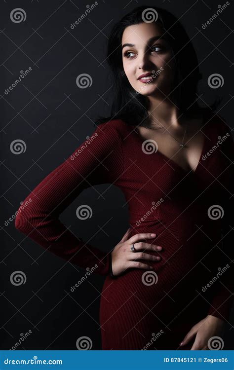 Beautiful Latina Wearing A Red Dress Stock Image Image Of Latina