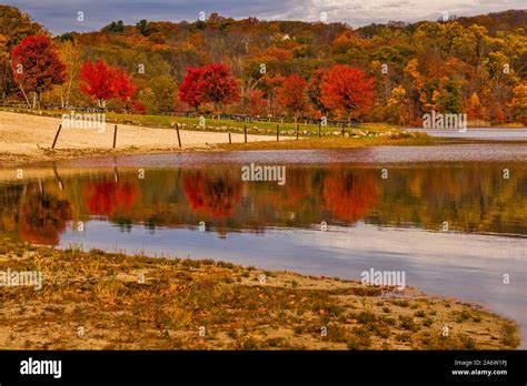 Sheppard Pond Nj The Beautiful Colors Of Autumn Are Reflected In The