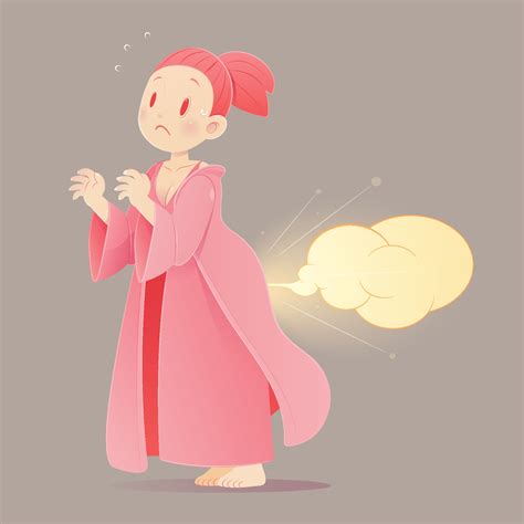 Cartoon Woman In A Pink Nightgown Farting Vector Funny Face Cartoon Illustration 15766396