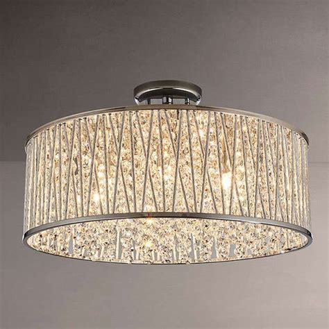 When installing, keep the overall design of the room in mind. John Lewis & Partners Emilia Crystal Drum Flush Ceiling ...