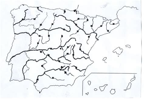 Mapa Mudo De Rios De España Y Sus Afluentes Para Imprimir