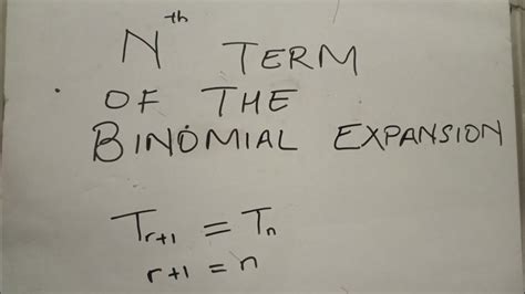 How To Find The N Th Term Of The Binomial Expansion Youtube