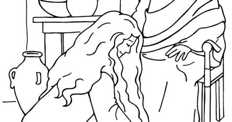 Just days before his crucifixion, jesus visited the home of his friends lazarus, mary, and martha in bethany. Woman washes Jesus' feet Coloring Page | Bible - Luke ...