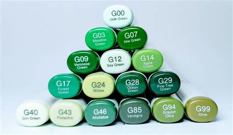 Details About Copic Sketch Markers Greens G Series Copic Marker Color