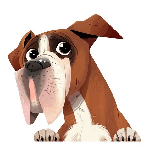 Boxer Energetic And Funny Dog Caricature Dog Illustration Boxer Dogs