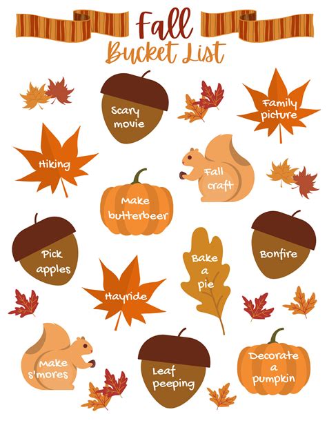 Fall Bucket List Printable Bonus Blank Copy Included Autumn Bucket List