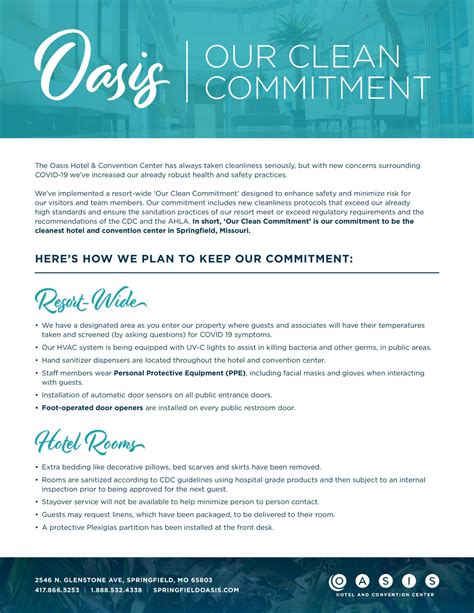 Our Clean Commitment Oasis Hotel