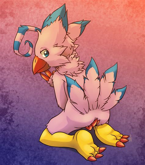 rule 34 2017 anthro ass avian biyomon blue eyes blue feathers conditional dnp digimon feathers