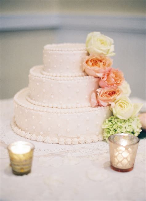 Simple Wedding Cake With Peach Flowers Elizabeth Anne Designs The