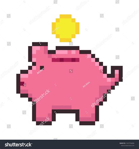 Piggy Bank Gold Coin Pixel Art 스톡 벡터로열티 프리 1523754896