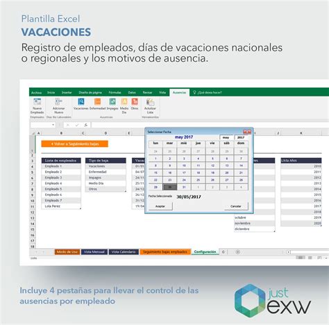 Plantilla Premium Control Ausencias Y Vacaciones Plantilla De Excel