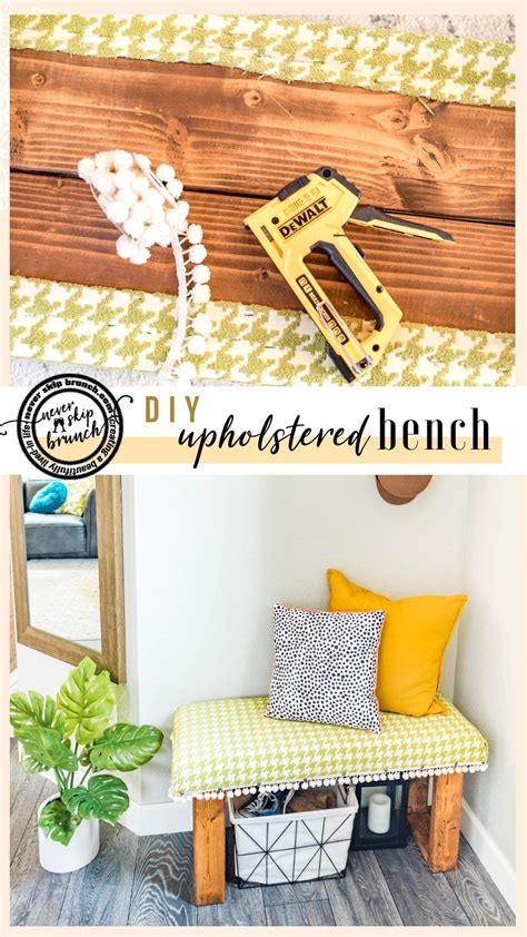 This upholstered x bench was built entirely by me with no experience and no help from my builder of a husband… though he did sit back and laugh at me a few times. easy no sew diy upholstered bench | NEVER SKIP BRUNCH | Diy home decor easy, Diy upholstered ...