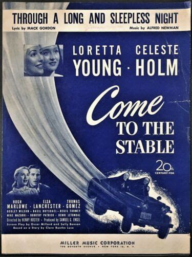 1949 Come To The Stable Movie Sheet Music Through A Long And Sleepless