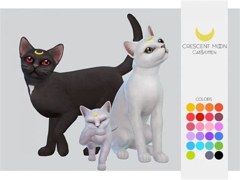 The Sims Resource Cat And Kitten Crescent Moon By Kalewa A • Sims 4