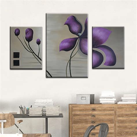 100handpainted Classic Purple Flowers Oil Painting Decoration Abstract