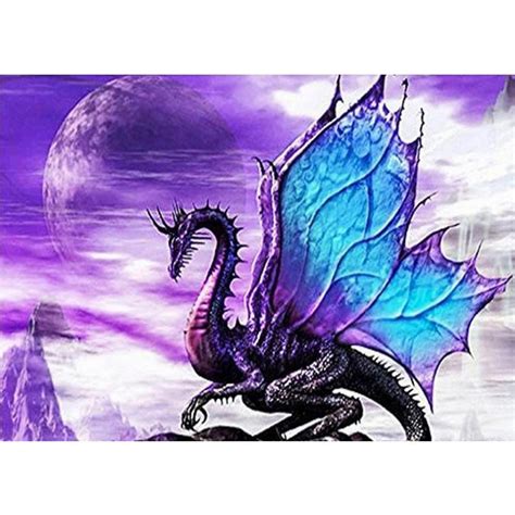 5d Diy Full Drill Diamond Painting Purple Dragon Cross Stitch Embroidery
