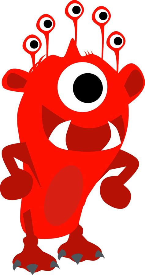 An Image Of A Red Monster With Big Eyes And Two Legs On One Leg