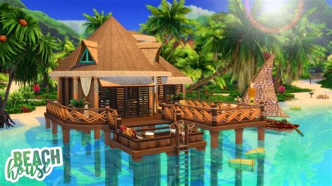 Tropical Beach House The Sims Island Living Speed Build Youtube