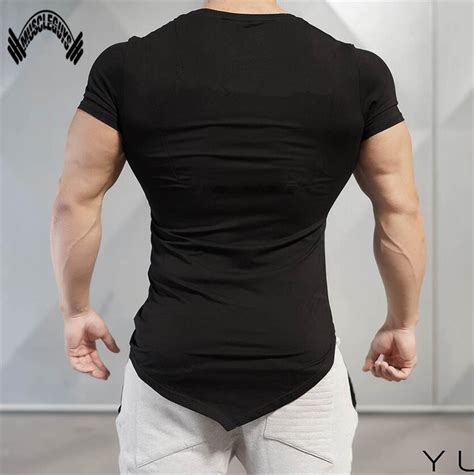 Muscleguys Mens T Shirts Muscle Golds Brand Fitness Bodybuilding Workout Clothes Man Cotton