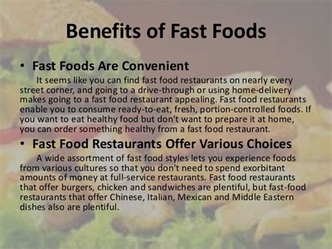 Fast Food Benefits And Health Risks