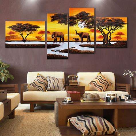 5 Piece HD Elephant Forest Canvas Print Poster Wall Art Paintings Home ...