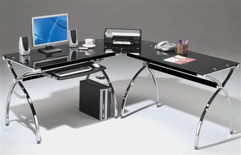 Rta Products Techni Mobili Corner L Shaped Black Glass Computer Desk