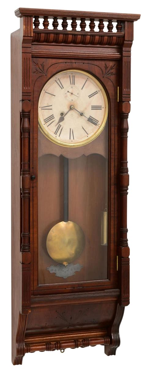 Lot Ansonia Clock Co Santa Fe Walnut Wall Clock