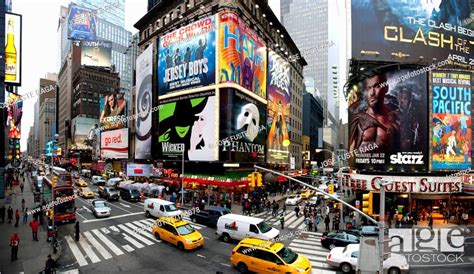 Busy Times Square Broadway New York City Usa America Stock Photo