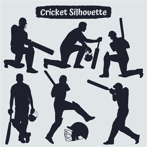 Collection De Silhouettes De Joueurs De Cricket Dans Différentes Poses