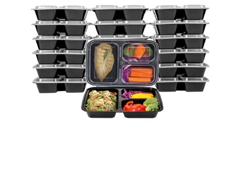 20 Pack Of 3 Compartment Meal Prep Containers Just 1376 Reg 50
