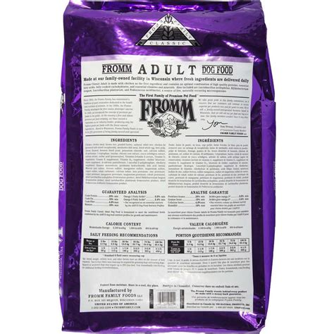 Chicken, chicken meal, chicken broth, oat groats, pearled barley, brown rice, chicken fat. Shop Fromm Classics Adult Dry Dog Food | WhiteDogBone.com