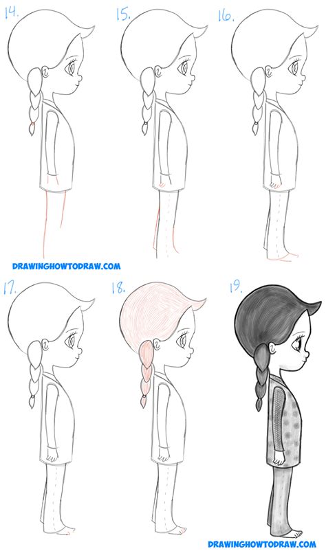 Draw another horizontal line below the horizontal. How to Draw a Cute Chibi / Manga / Anime Girl from the Side View Easy Step by Step Drawing ...