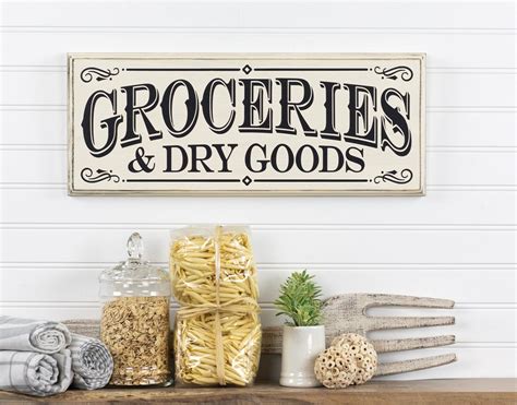 Groceries And Dry Goods Farmhouse Style Wood Sign Wall Art Etsy