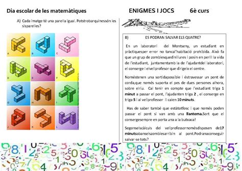 Reptes Matemàtics Jubloc El Blog De Lafa De Lescola Josep Mª Jujol
