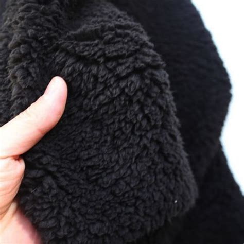 Black Sherpa Fleece Lamb Fur Fabric Berber Fleece Plush Cloth Sweater Liner Lining Cloth Sold By