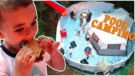 ⛺camping In Our Pool Challenge🏊 Sam And Nia Youtube