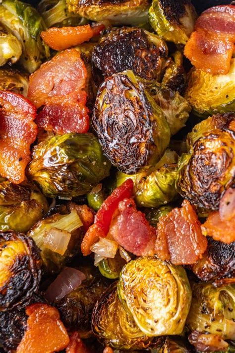 These gloriously glossy sprouts have a sweet and salty kick. Maple Bacon Brussel Sprouts with Balsamic Glaze • A Table Full Of Joy | Recipe | Bacon brussel ...