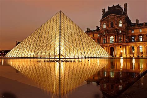 Louvre Pyramid Lights Night Royalty Free Photo