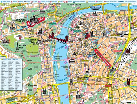 Plan et carte des balades de Prague excursion à pied et promenade de Prague