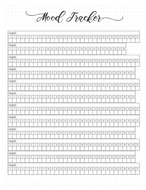 Free Printable Mood Tracker Bullet Journal Printable Word Searches