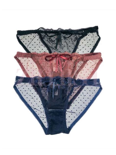 Zimisa Pack Of 3 Bow Designed Dotted Lace Panties Buy Bras Panties
