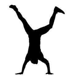 Handstand Man Doing Cartwheel Exercise Silhouette Vector Image