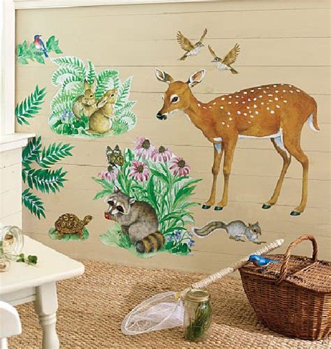 Wallies Woodland Animals Wall Stickers Mural 13 Decals Deer Rabbit