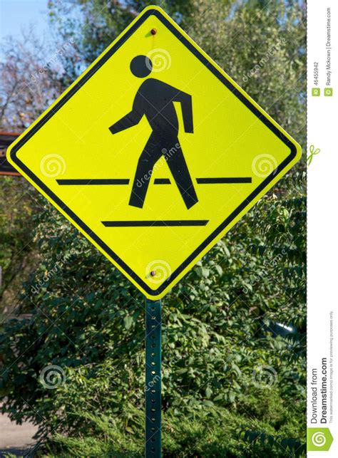 Cross Walk With People Walking Road Traffic Safety Sign Stock Photo