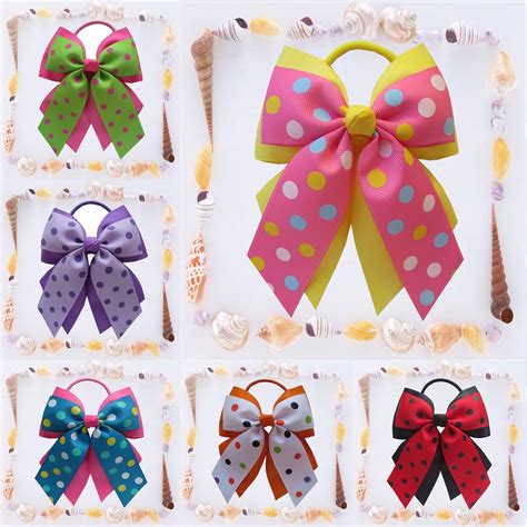 2015 New Hand 14pcs Blessing Happy Girl Hair Accessories 45 A Double Cheer Leader Bow Elastic